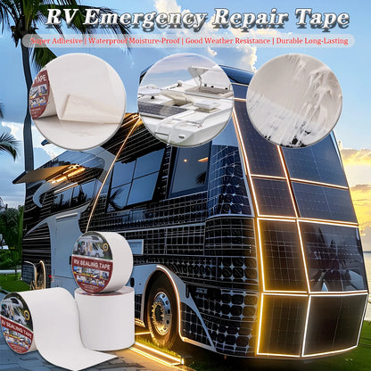 RV-Dach-Butyl-Reparatur-Dichtungsband, weiß, temperaturbeständig, starker Klebstoff, fällt nicht ab, geeignet für Anhänger, Boot, LKW, Wohnmobil