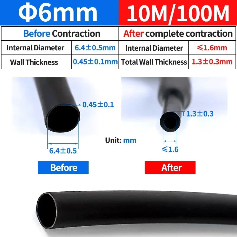 100 m/10m antike Schrumpf schlauch mit Kleber Poly olefin schrumpfen verschiedene Schrumpf schlauch Draht Kabels ch lauch 4mm-32mm