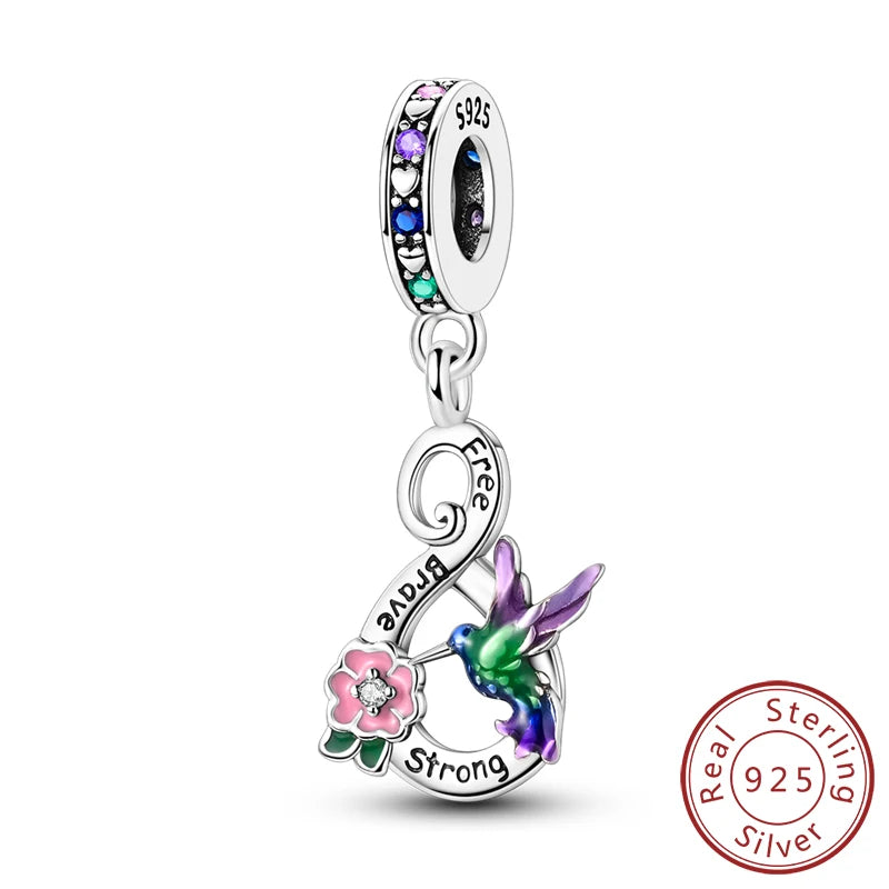 Frühling Charms Perlen Anhänger 925 Sterling Silber Blume Schmetterling Libelle Pilz Charms Fit Armband Frau Mann DIY Schmuck