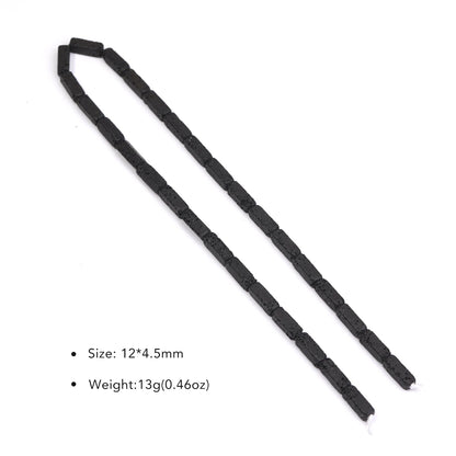 Piedras volcánicas natürliche schwarze Lava zylindrische quadratische Abacus-Steinperlen für Schmuckherstellung, DIY-Schmuck, Armbänder, handgefertigt