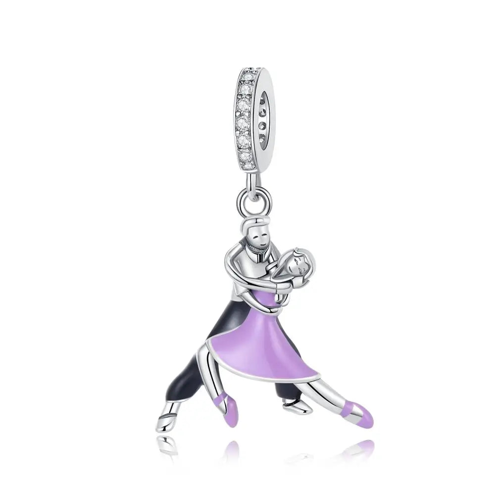 Lila Serie 925 Sterling Silber Traubenblüten Weinflasche Lebensbaum Tulpen Schnur-Dekoration Passend für DIY Armband Halskette Geschenk