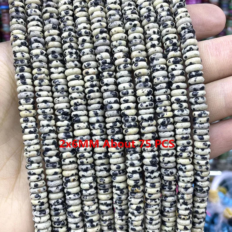 Natürliche Stein Dalmatiner Jaspis Runde Würfel Facettierte Rondelle Lose Spacer Perlen Für Schmuck Machen Charms DIY Armbänder Halskette