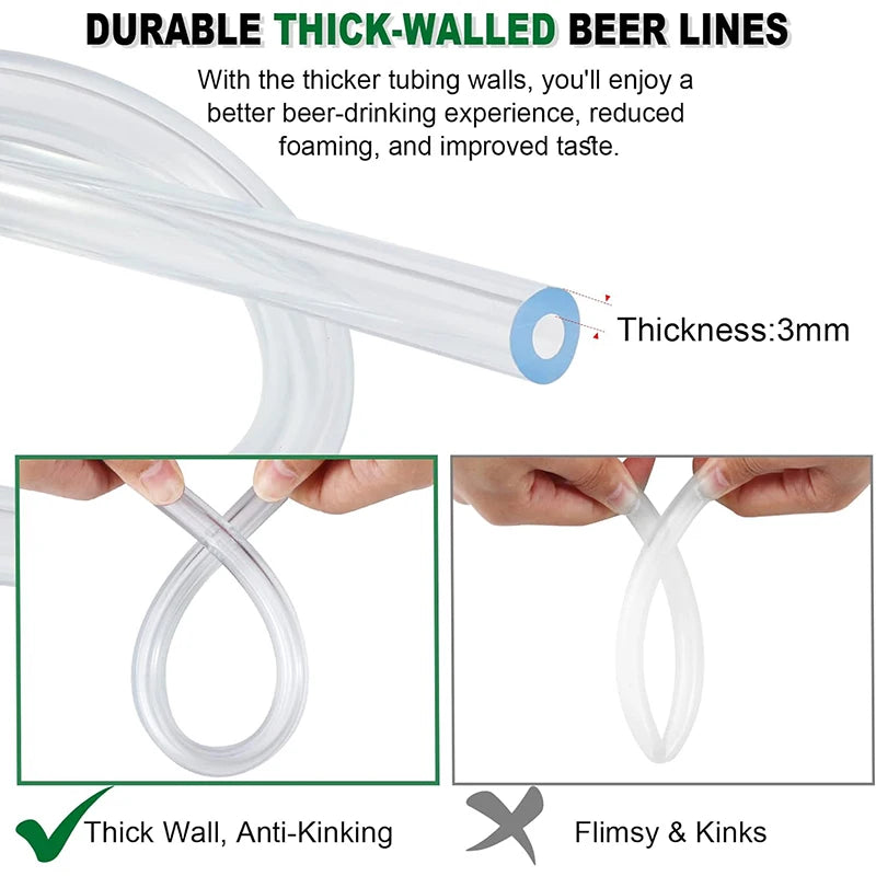 Kegerator CO2 Gasleitung Bierrohr 3m Gas schlauch 3m Bier leitung mit Schlauchs chelle zum Selbst brauen Bierturm Bierfass
