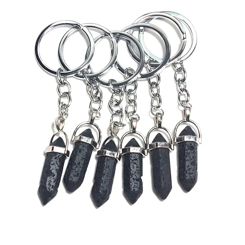 20 stücke Natürliche Raue Rohstein Kristall Quarz Schlüsselbund Frauen Männer Handtasche Hangle Auto Schlüssel Halter Raw Mineral Stein Schlüsselring schmuck