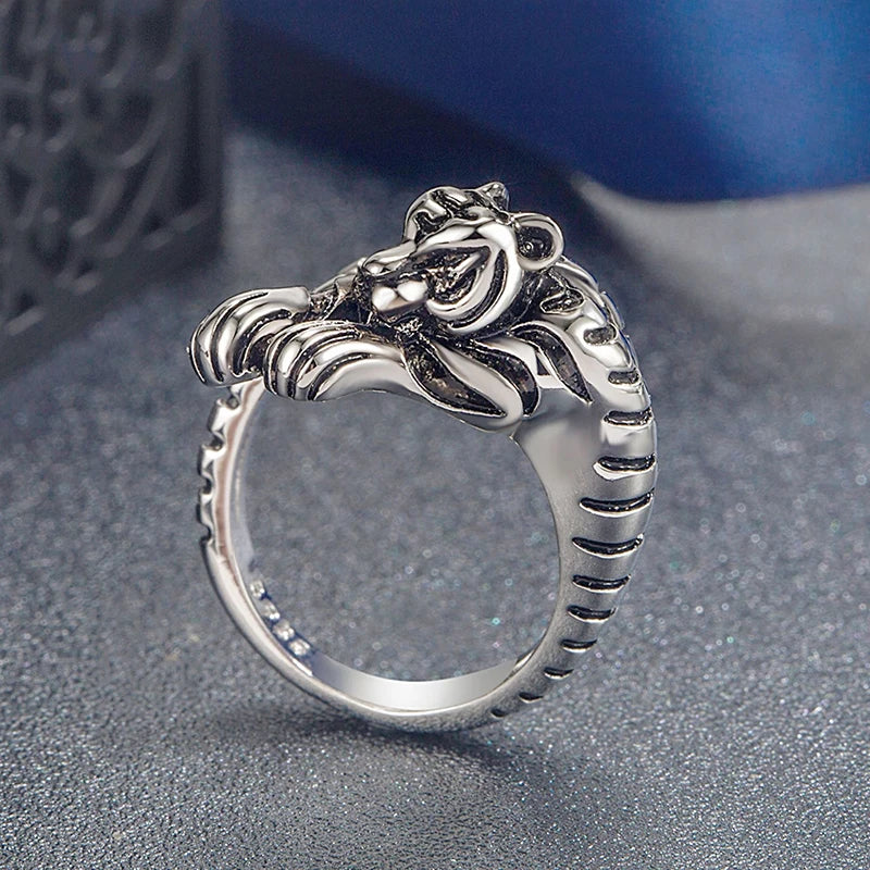 1 Stück heftige Tiger verstellbare Öffnung Ring Männer und Frauen Vintage Punk alten Gold alten Silber Farbe Tiers chmuck Geschenk