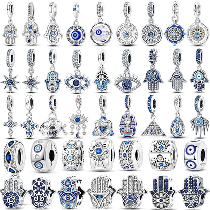 Heiße Verkäufe 925 Sterling Silber Charms Perlen Teufel Auge Fatimas Hand Kreuz Perlen Fit Original Armband Frauen DIY schmuck Geschenke