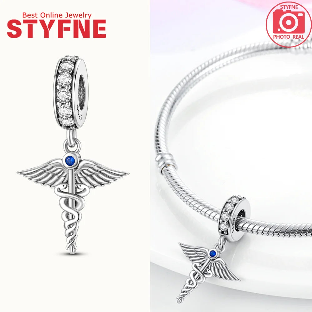 Neue Silber 925 Engel Skulptur Charms Herz Perlen Fit Original Armband für Frauen Schmuck Party Perlen DIY Edlen Schmuck Geschenke