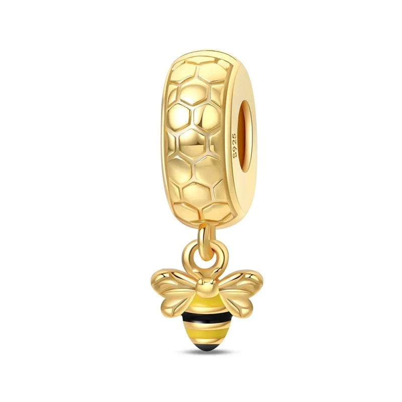 Original-Charm-Perlen aus 925er-Sterlingsilber, goldener Leopard, Glühwürmchen, Schmetterling, Heißluftballon-Perlen, passend für DIY-Armbänder, edler Schmuck