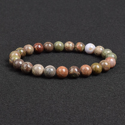 Genuine natural stone bracelet: Apatite, Lapis Lazuli, Agate, Crystal, Tiger's Eye. High-quality gemstone bead bracelet. Men's jewelry bangle.