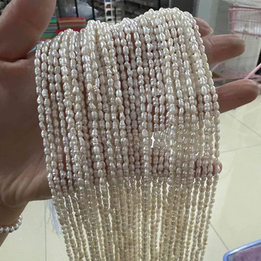 2,8-3,3 mm strahlende natürliche Süßwasserperle Reis funkelnde isolierte Perlen Schmuck machen DIY Halskette Armband Zubehör Hochzeit