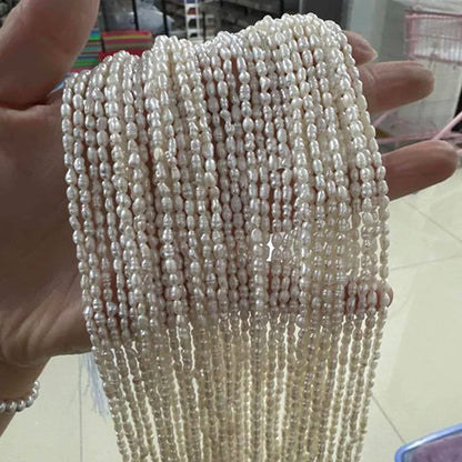 2,8-3,3 mm strahlende natürliche Süßwasserperle Reis funkelnde isolierte Perlen Schmuck machen DIY Halskette Armband Zubehör Hochzeit