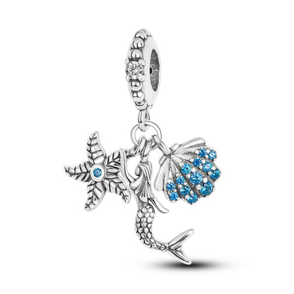Neue Sommer 925 Sterling Silber Charms Perlen Anhänger Ozean Schildkröte Strand Obst Shell Blau Charme DIY Frauen Armband Schmuck Geschenk