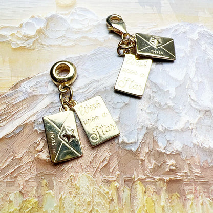 Vergoldeter Liebesbrief-Umschlag-Anhänger, baumelnder Charm, 925er Sterlingsilber, edler Schmuck, romantisches Geschenk für Frauen
