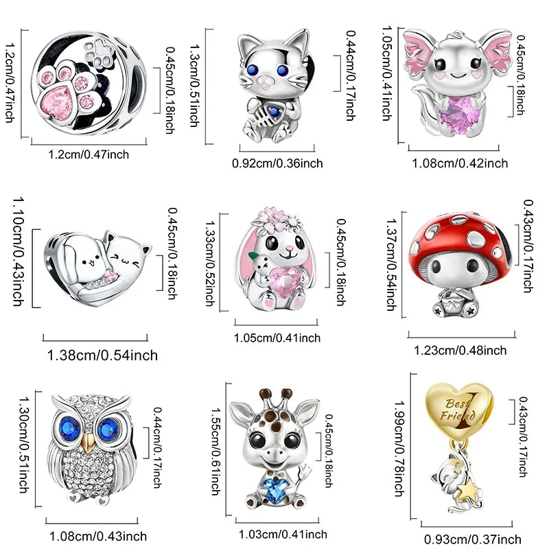 Personalisierter süßer Chamäleon-Charm-Anhänger aus 925er-Sterlingsilber für Armbänder, DIY, hochwertiger, modischer, edler Schmuck für Damen