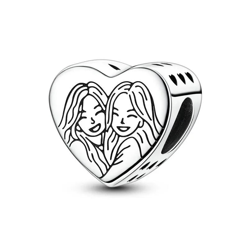 Bezaubernde herzförmige Perlen aus 925er-Sterlingsilber, Familie, Liebe, Tier, Fußabdruck, Charm-Armband, Halskette, passend für Frauen, DIY-Urlaubsgeschenke