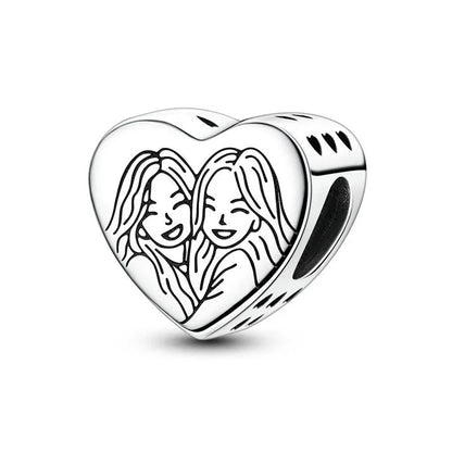 Bezaubernde herzförmige Perlen aus 925er-Sterlingsilber, Familie, Liebe, Tier, Fußabdruck, Charm-Armband, Halskette, passend für Frauen, DIY-Urlaubsgeschenke
