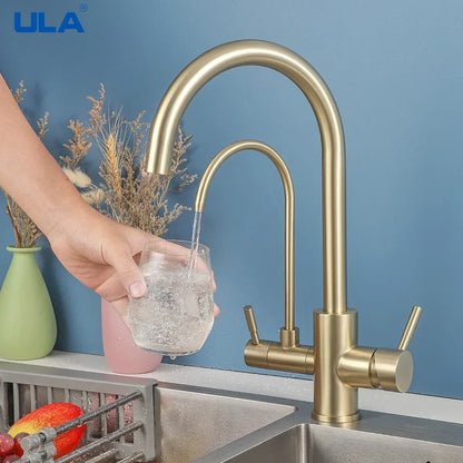 Ula gefilterte Küchen armaturen heißes und kaltes Trinkwasser 3-Wege-Filter Küchen spüle Mixer Rotations hähne Kran Doppel griff