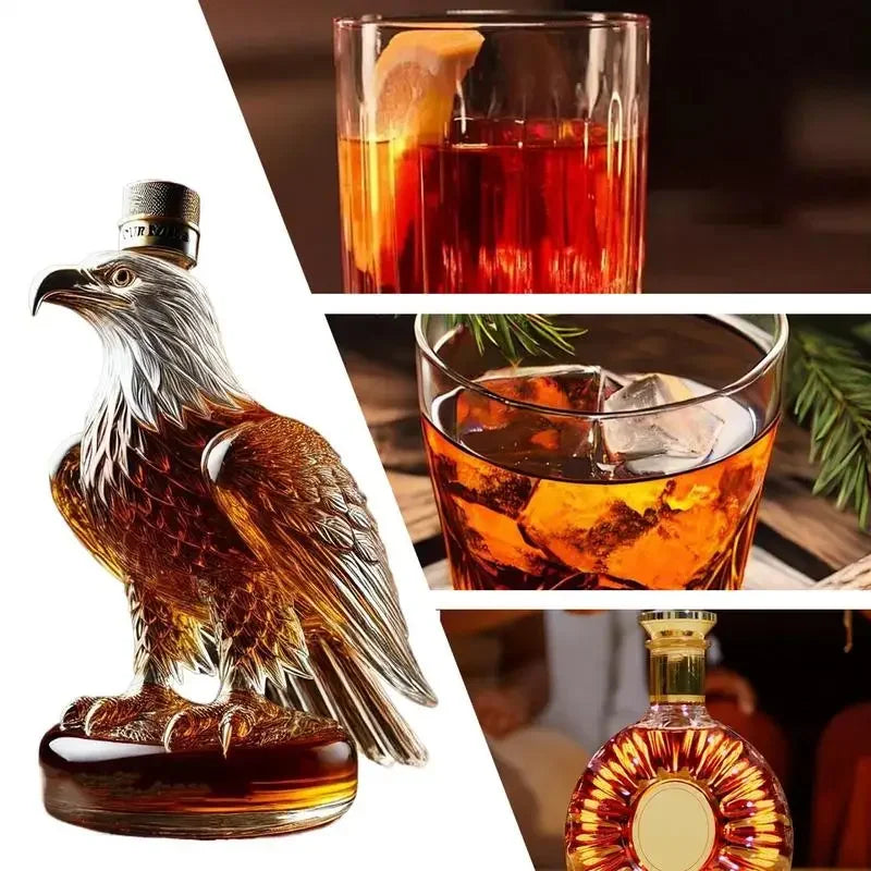 Heißer Verkauf Quadratischen/runden Boden Adler Whisky Flasche Transparent Glas Adler Schnaps Flasche Home Bar Party Dekorationen Freund geschenke