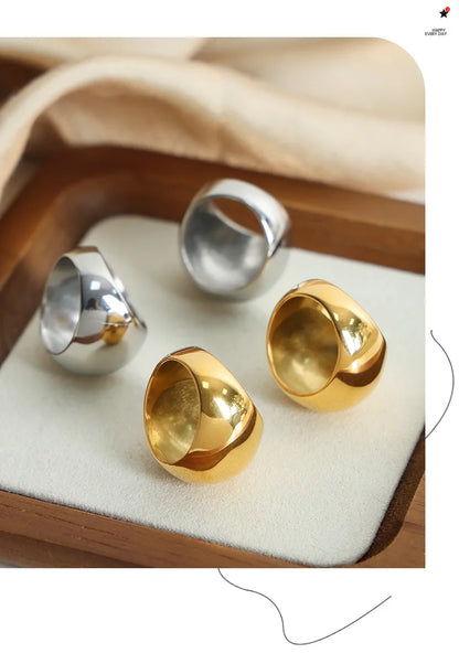 Mode Frauen Edelstahl Ring Oval Weibliche Luxus Ring Punk Zubehör Ästhetik Schmuck Party Geschenk Großhandel