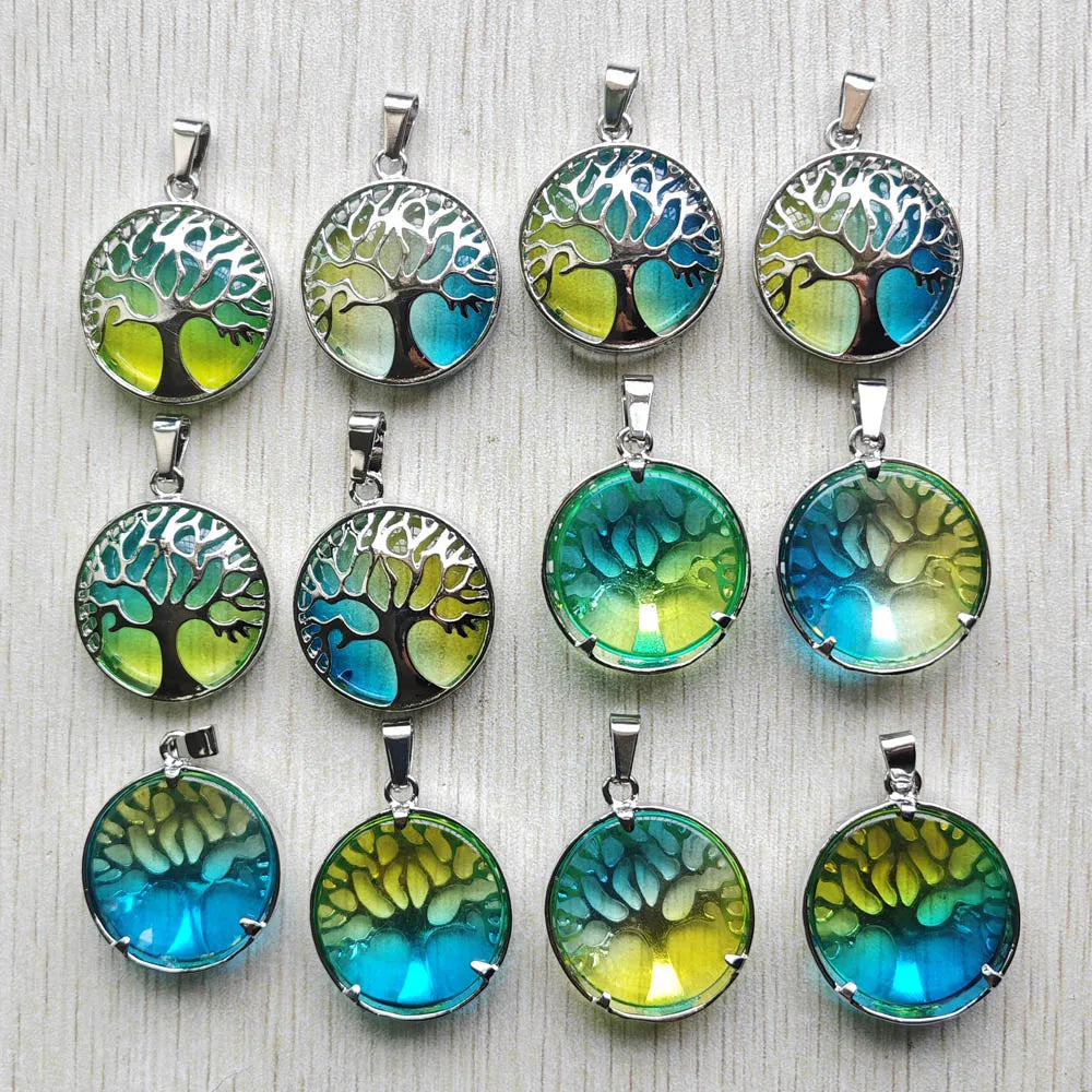 Großhandel 12 teile/los mode naturstein legierung baum des lebens mix Anhänger für halsketten schmuck zubehör machen schnelle versand