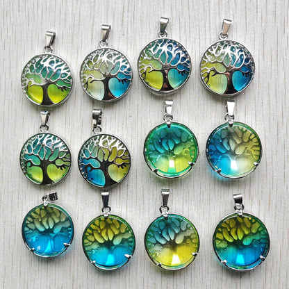 Großhandel 12 teile/los mode naturstein legierung baum des lebens mix Anhänger für halsketten schmuck zubehör machen schnelle versand
