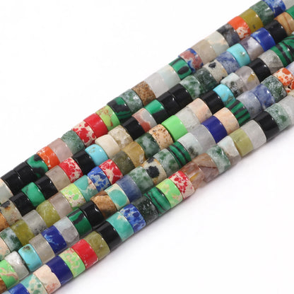 4 x 2 mm flache runde Rondelle-Abstandsperlen, natürlicher Jaspis, rosa Opal, Amethyst, Lapislazuli, Chrysopras-Perlen für die Schmuckherstellung