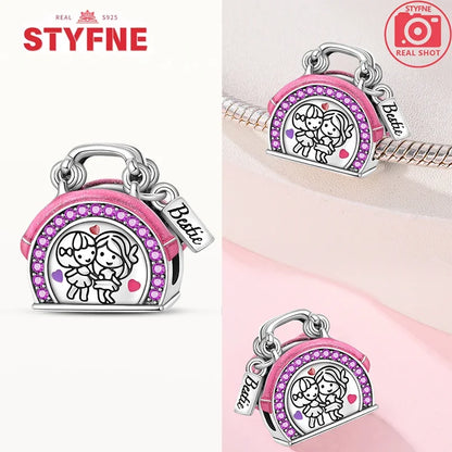 Silber S925 Schwestern Serie Rosa Herz Charme Für Immer Liebe Perlen Fit Original Armband Diy Edlen Schmuck Geschenke für Frauen