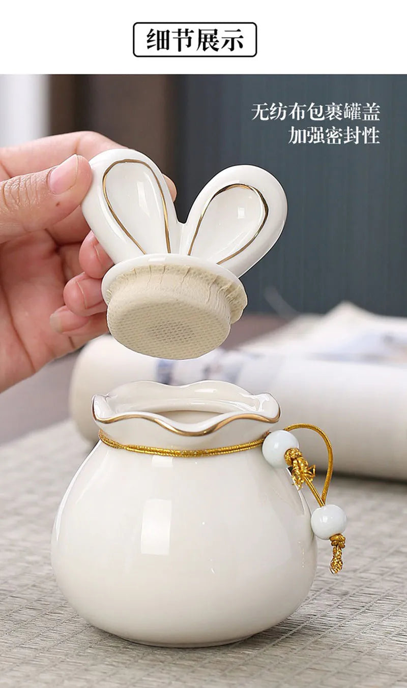 Rabbit Funeral Urn Ceramic Pet Ashes Cat Pet Urn Personalized Urn for Pets Animal Burial Urnas for Human Ashes Dog Memorial