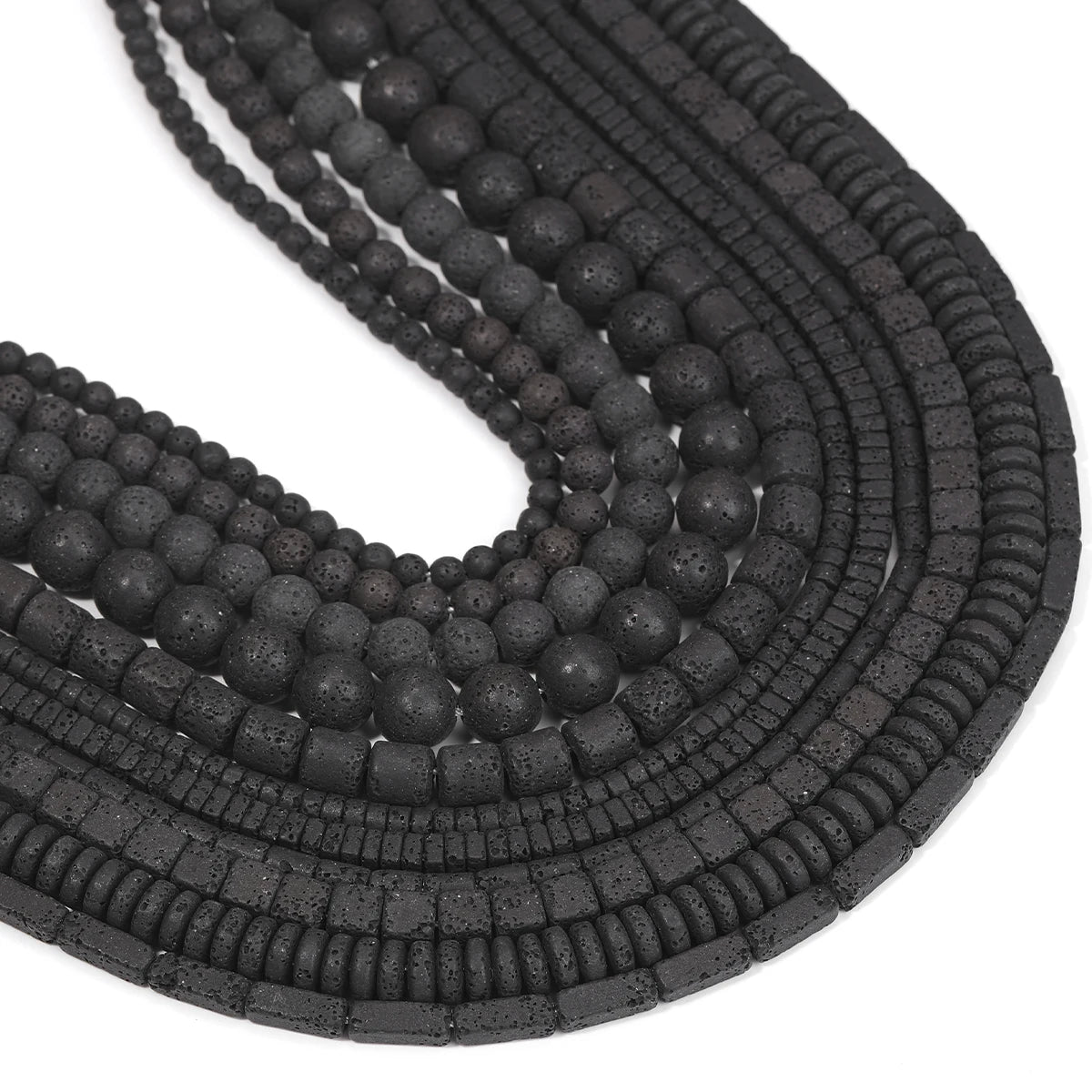 Piedras volcánicas natürliche schwarze Lava zylindrische quadratische Abacus-Steinperlen für Schmuckherstellung, DIY-Schmuck, Armbänder, handgefertigt