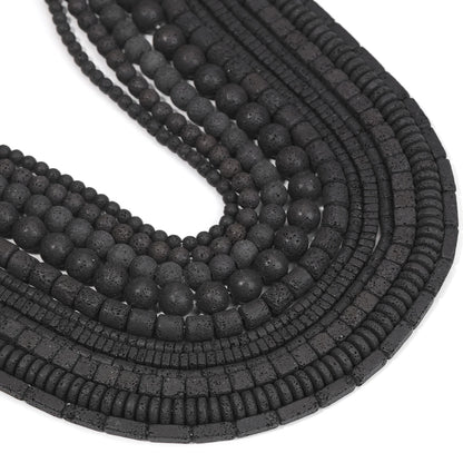 Piedras volcánicas natürliche schwarze Lava zylindrische quadratische Abacus-Steinperlen für Schmuckherstellung, DIY-Schmuck, Armbänder, handgefertigt