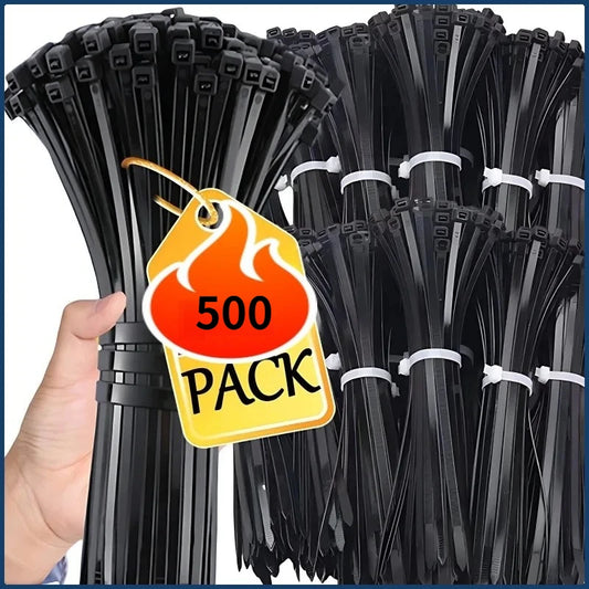100/250/500 Stück 4 x 300/4 x 400 mm selbstsichernder Kunststoff-Nylon-Kabelbinder, schwarzer Befestigungsgurt, Kabelbinder-Set, Kabelbinder, Kabelbinder, Kabelbinder