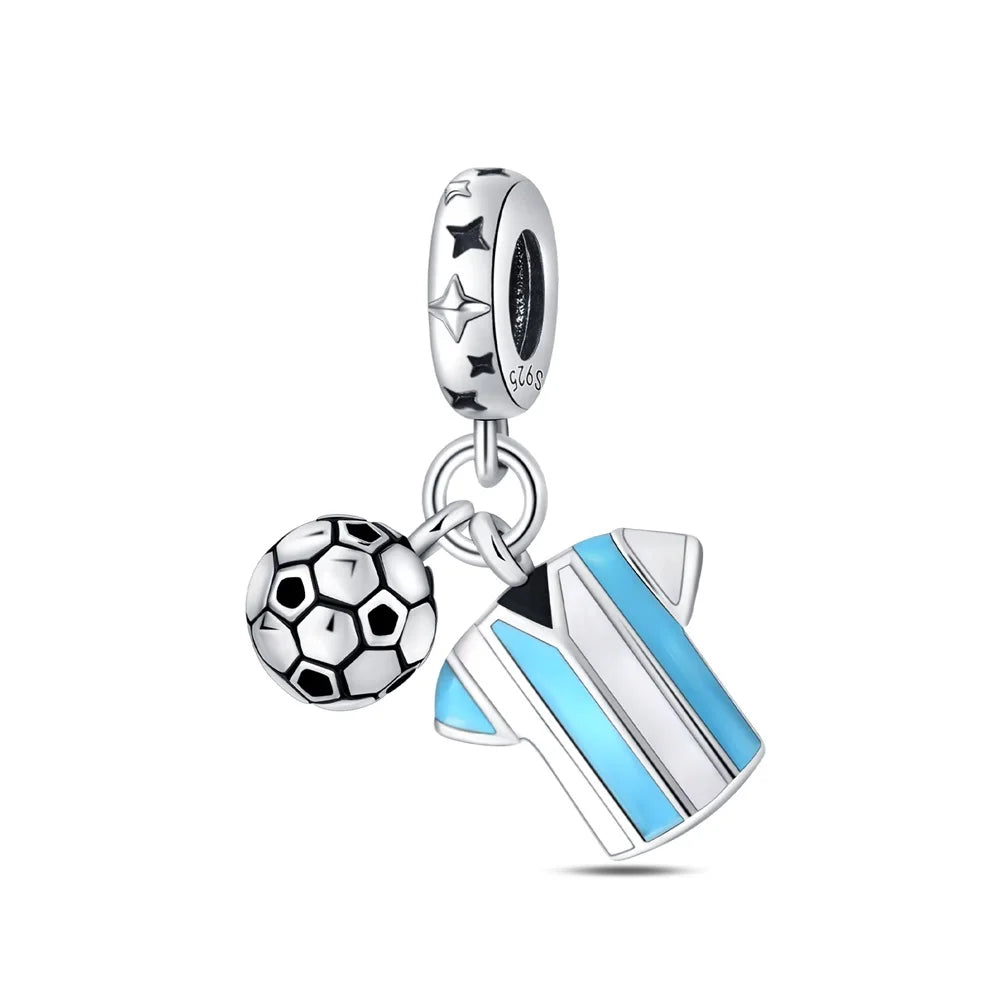 Exquisite Seestern-Perlen aus 925er-Sterlingsilber und vierblättriges Kleeblatt, baumelnder Charm für Armbänder und Halsketten, blaues romantisches Anhänger-Geschenk