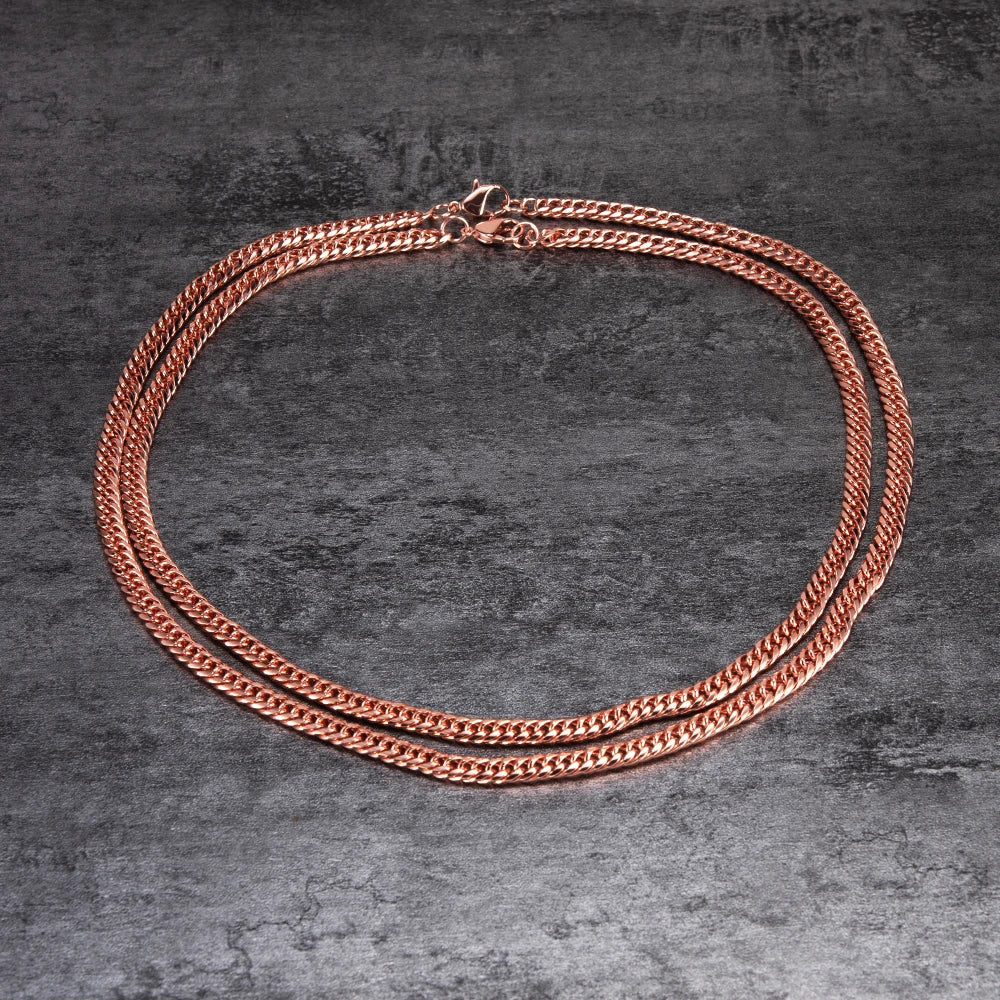 Vinterly Lange Halskette mit kubanischer Kette für Männer und Frauen, rotes Kupfer, verstellbar, 20/22 Zoll, gedrehte Halsketten, kratzfester Kettenschmuck