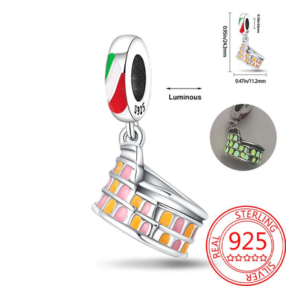 Kreativer Doppel-Charm aus 925er-Sterlingsilber, Eiffelturm, goldenes Herz, passend für DLY-Armbänder, Halsketten, Damen-Dating-Schmuck-Accessoires