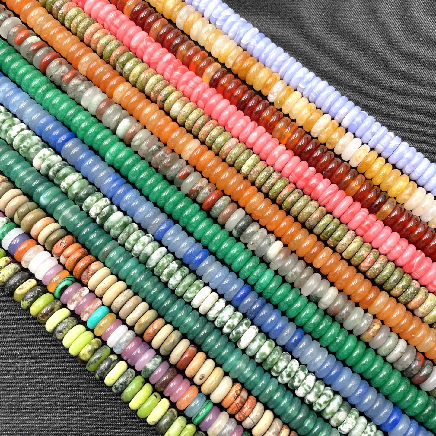 Naturstein Rondelle 2X6mm Türkise Quarz Jaspis Achate Flache Runde Spacer Perlen für Schmuckherstellung DIY Armband Zubehör