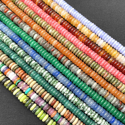 Naturstein Rondelle 2X6mm Türkise Quarz Jaspis Achate Flache Runde Spacer Perlen für Schmuckherstellung DIY Armband Zubehör