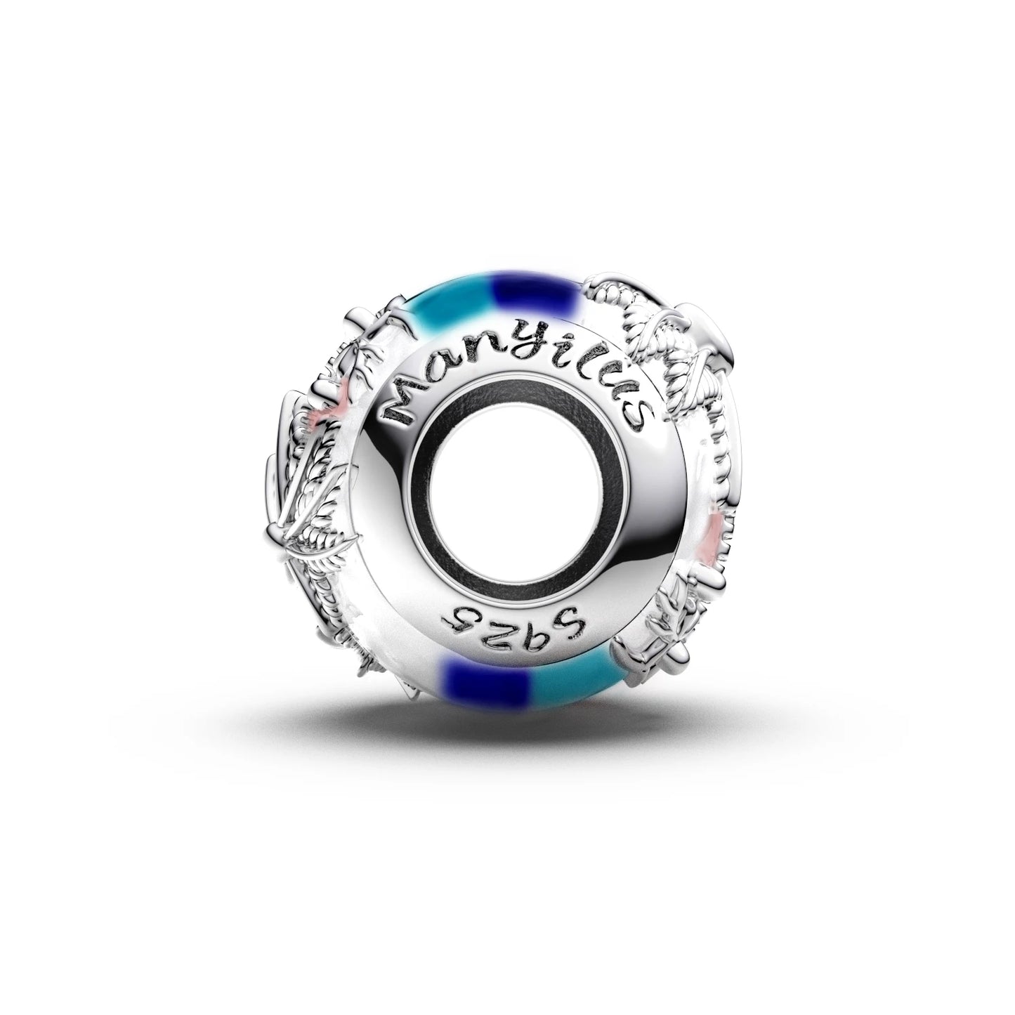 Manyilus S925 Silber Kokosnussbaum Strand Charm für Original Armband, Tropische Insel Schmuck Anhänger DIY, Sommer Urlaub Geschenk