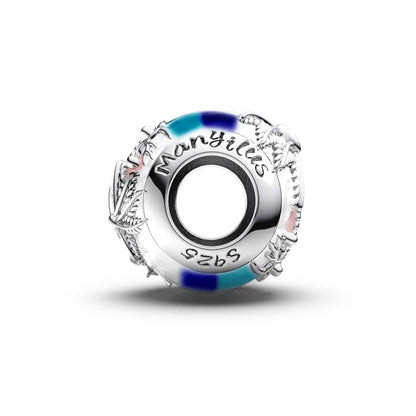 Manyilus S925 Silber Kokosnussbaum Strand Charm für Original Armband, Tropische Insel Schmuck Anhänger DIY, Sommer Urlaub Geschenk
