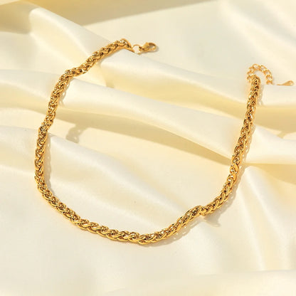 GANEMLY 316L Edelstahl Gold Farbe Gewebte Kette Halskette Für Frauen Mode Hals Kette Kragen Wasserdicht Schmuck Geschenk
