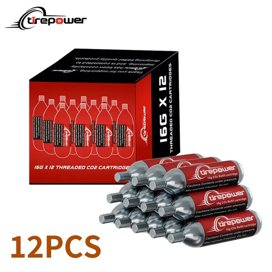16g CO2-Gewindekartuschen-Set für Fahrradreifenfüller mit Presta- und Schrader-Ventilen für 3/5/12/20 Stück für Mountainbikes und Rennräder