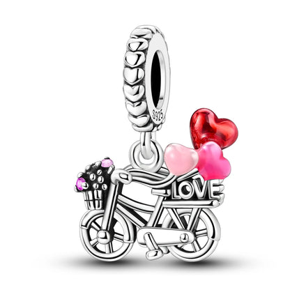 925 Sterling Silber Original Charms Perle CZ Zirkon Liebe Mama Rosa Herz Anhänger Passend für Armband DIY Damen Schmuck Geschenk für Freundin