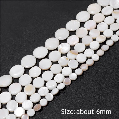 Natürliche weiße Perlmutt-Muschelperlen, Rondelle-Herz, ovale runde Süßwasser-Muschelperlen für die Schmuckherstellung, 38,1 cm pro Strang