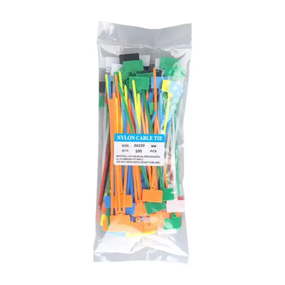 100 Stück bunte Nylon-Kabelbinder, Kunststoff-Etiketten-Umreifungsband, einfache Markierung, Etiketten, selbstsichernde Kabelbinder, Mesh-Drahtmarkierungswerkzeuge