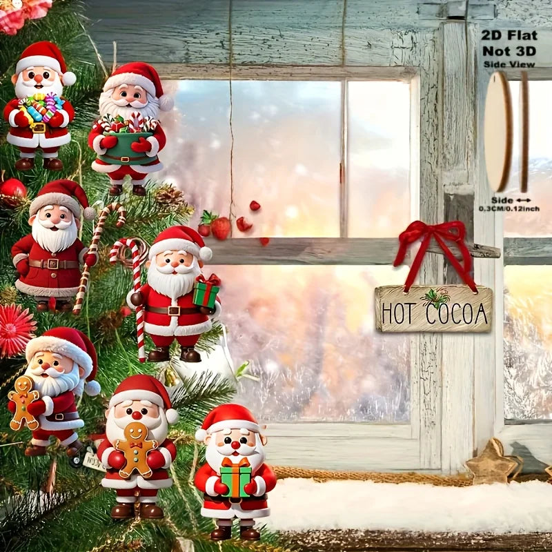 10 Stück Weihnachts-Holz-Lebkuchenmann Weihnachtsmann 2D flacher Holzanhänger Weihnachtsbaumdekoration Perfektes Weihnachtsgeschenk Dekor