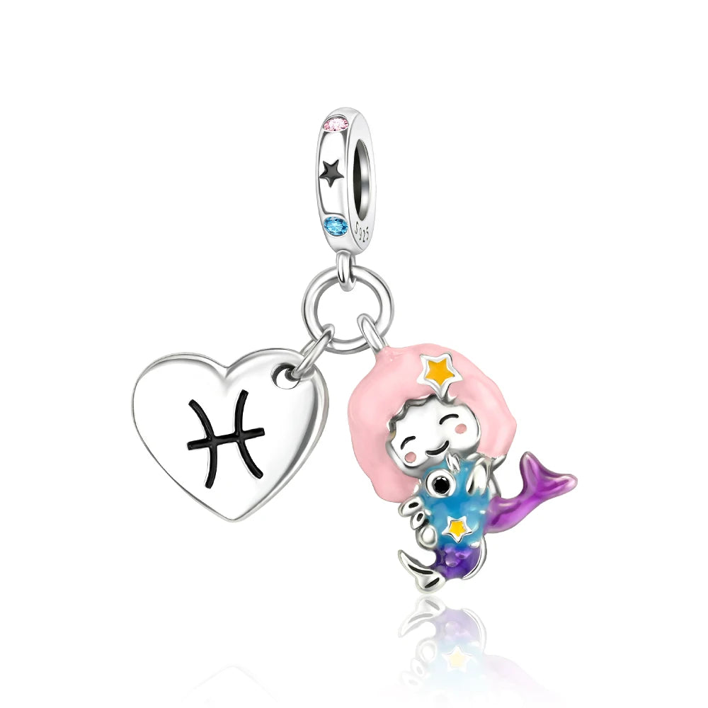 Exquisite Charm-Anhänger aus 925er-Sterlingsilber mit weißen Tigerperlen und Kaninchen-Barista-Anhänger, passend für Armbänder, niedliche Schmuck-Accessoires, Geschenke