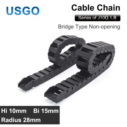 USGO Getriebekabelkette 10 x 10 10 x 15 10 x 20 mm, 1 m, nicht aufklappbar, Kunststoff-Schleppleine, Getriebe-Schleppkette