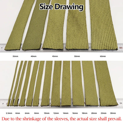 2/5 m armeegrüne Kabelhülse, 2,5 mm-60 mm, hochdichtes Polyamid, isolierter Drahtschutz, erweiterbare Hülle, eng geflochtenes Nylon