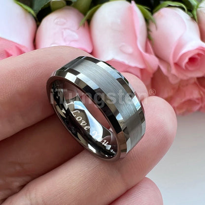 iTungsten 6mm 8mm Wolframkarbid-Fingerring für Herren und Damen, Verlobung, Ehering, Modeschmuck, I Love You, graviert, bequeme Passform