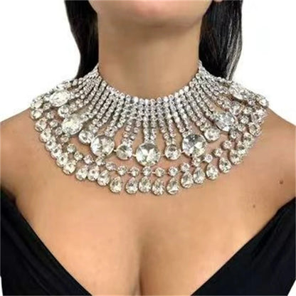 Übergroße runde Strass-Halskette für Mädchen und Frauen, Accessoires, luxuriöse Hochzeitsdekoration, Schmuck, Geschenke, extravagante Halskette