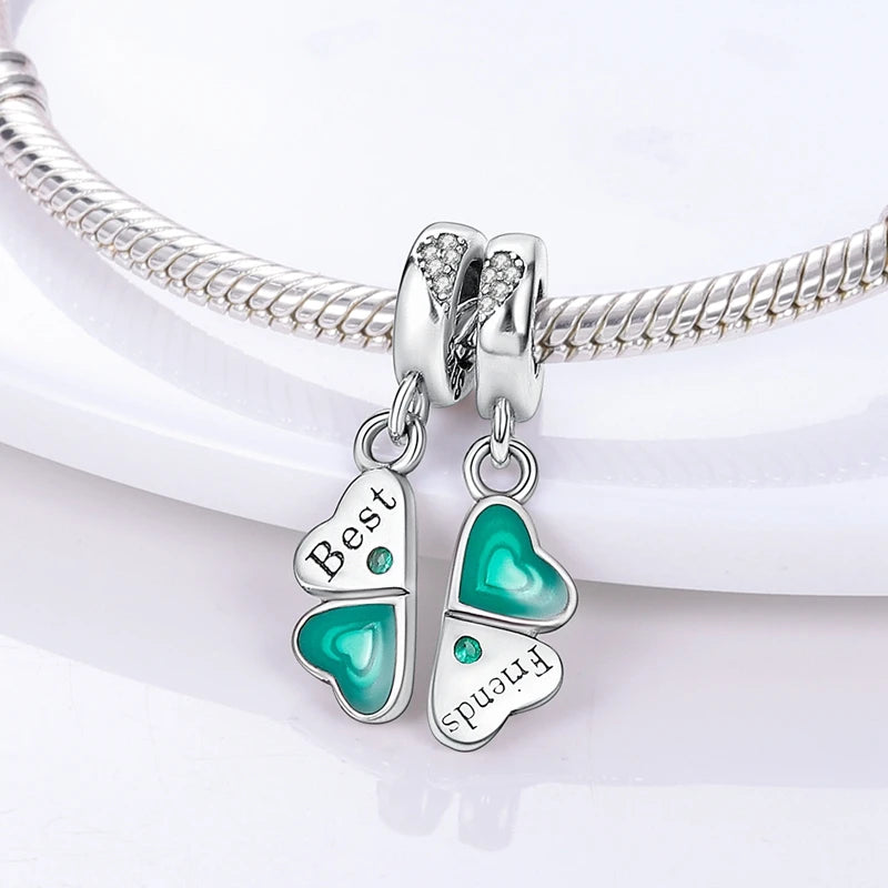 Neue 925 Sterling Silber Charm Perlen Vierblättriges Kleeblatt Anhänger Für Original Armband Halskette Frauen DIY Geschenke